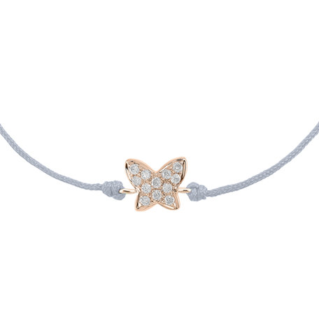 Diamantový náramek se šňůrkou Lovely Butterfly