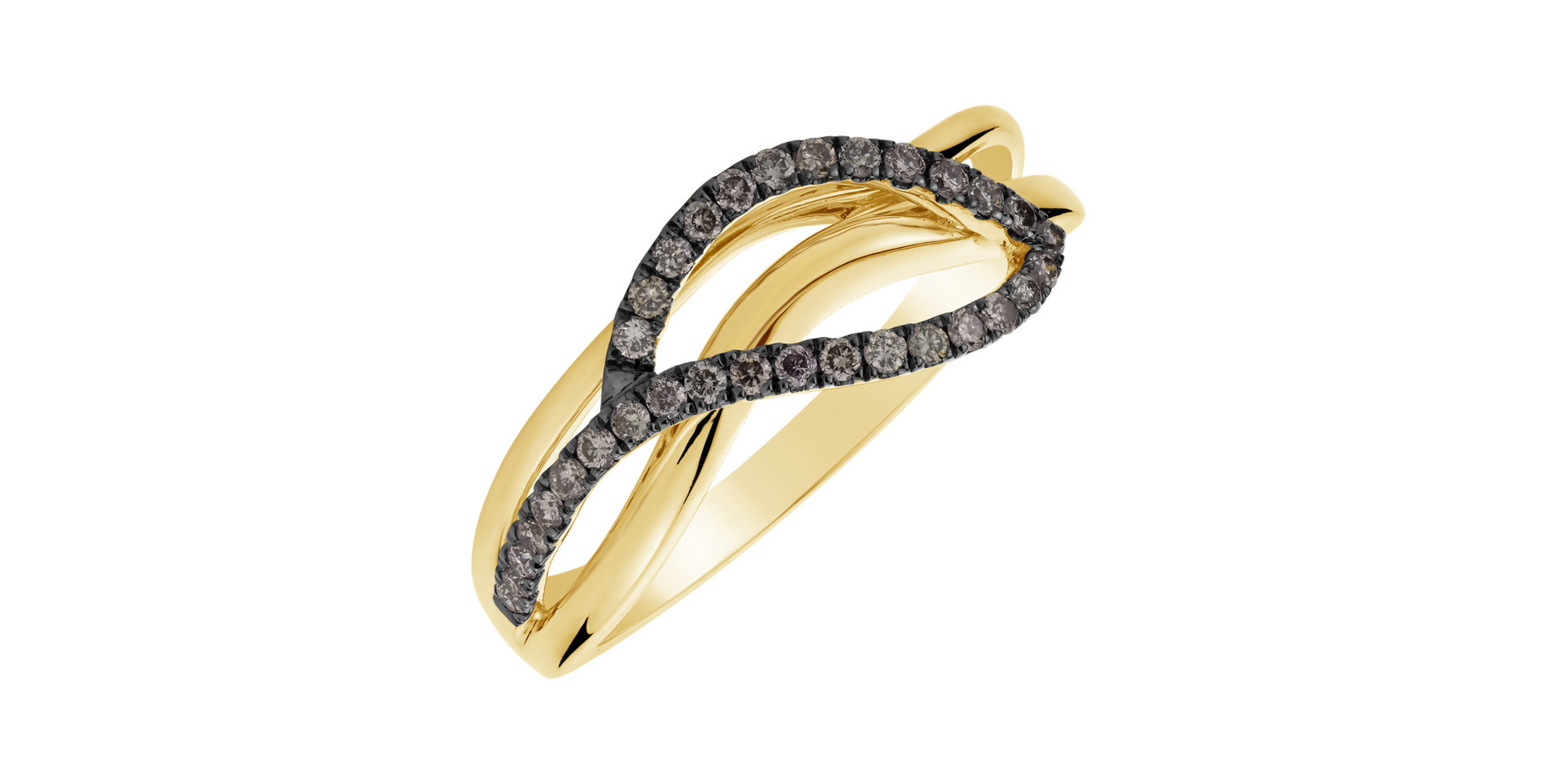 Prsten s hnědými diamanty Dazzling Leaf