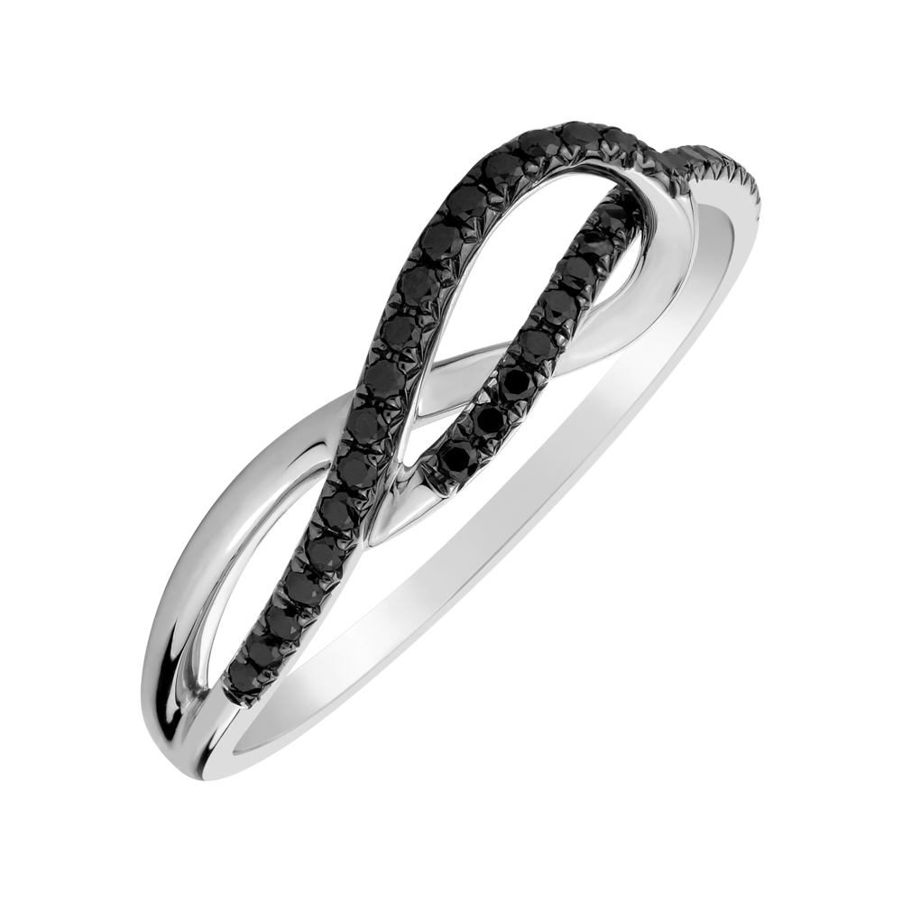 Prsten s černými diamanty Diamond Ripple | ALOve