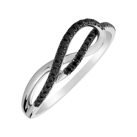 Prsten s černými diamanty Diamond Ripple