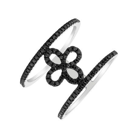 Prsten s černými diamanty Gorgeous Flower