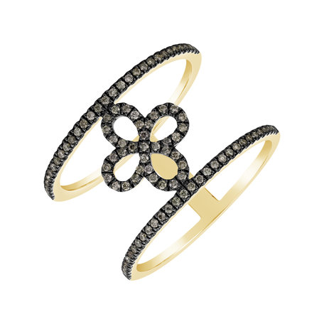 Prsten s hnědými diamanty Gorgeous Flower