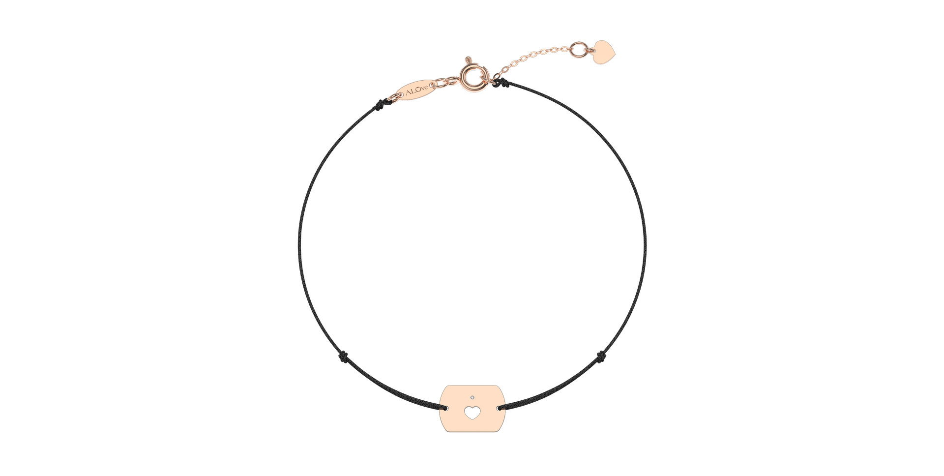 Diamantový náramek se šňůrkou Heart Stamp