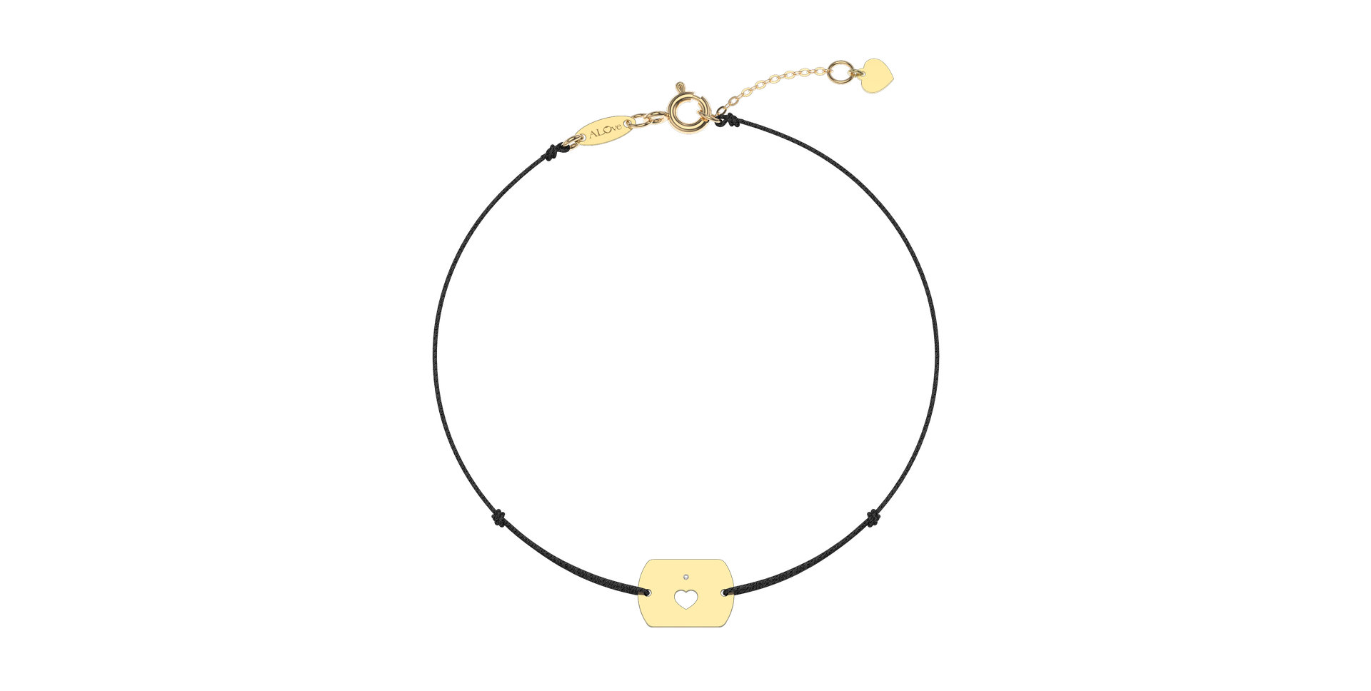 Diamantový náramek se šňůrkou Heart Stamp