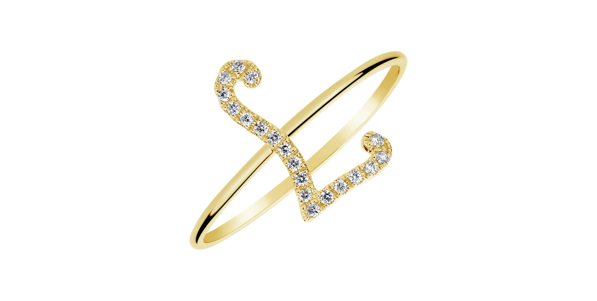 Prsten s diamanty Curly Glittery L