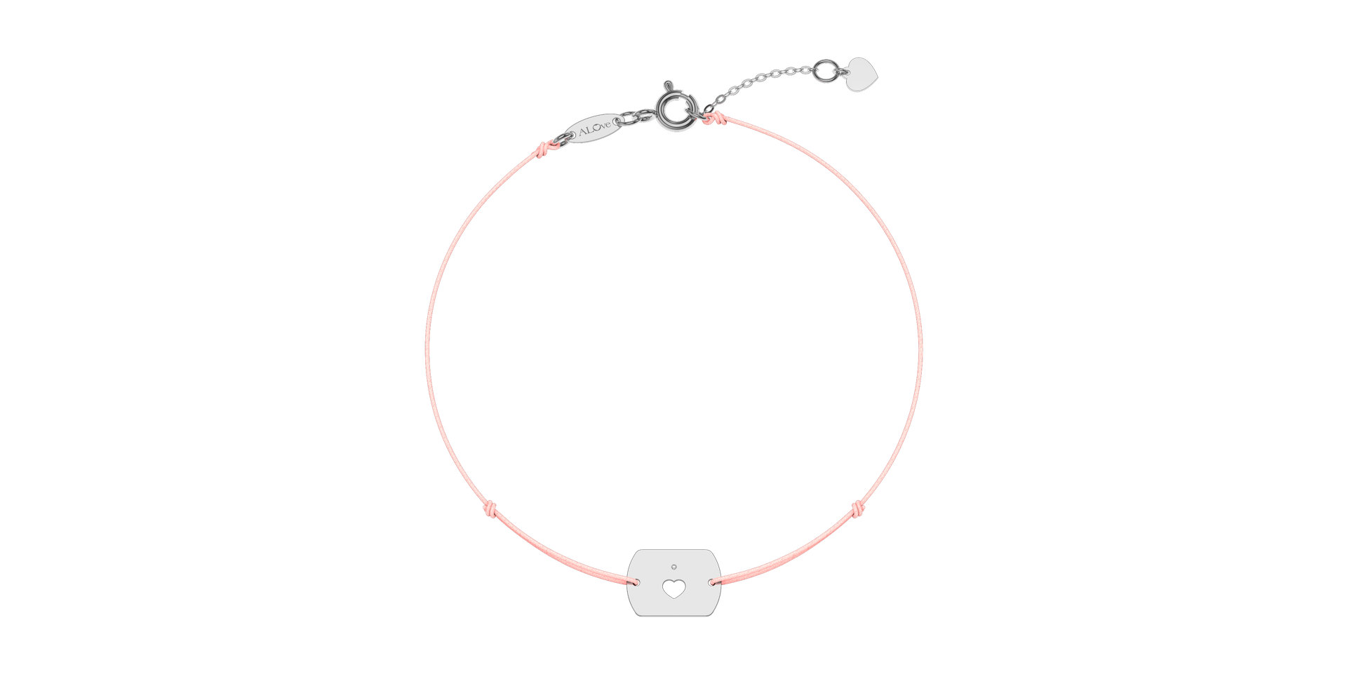 Diamantový náramek se šňůrkou Heart Stamp