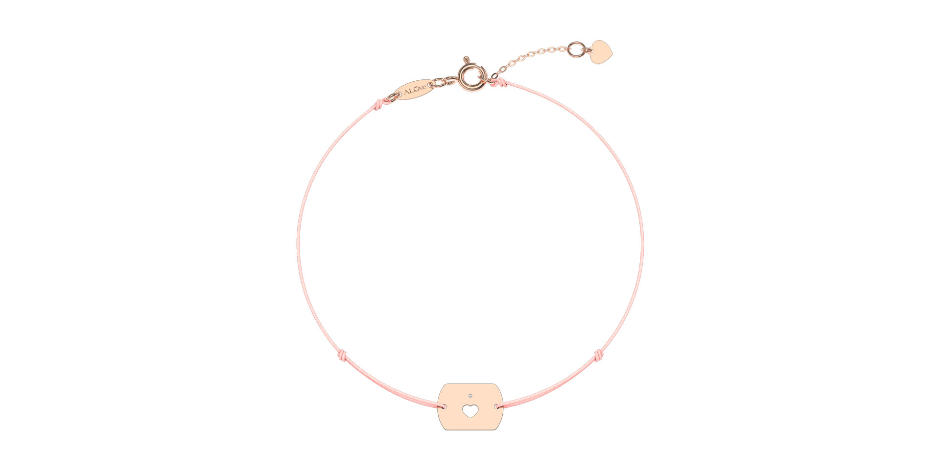 Diamantový náramek se šňůrkou Heart Stamp