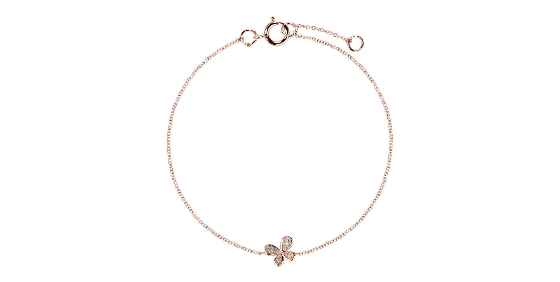 Náramek s hnědými diamanty Little Butterfly