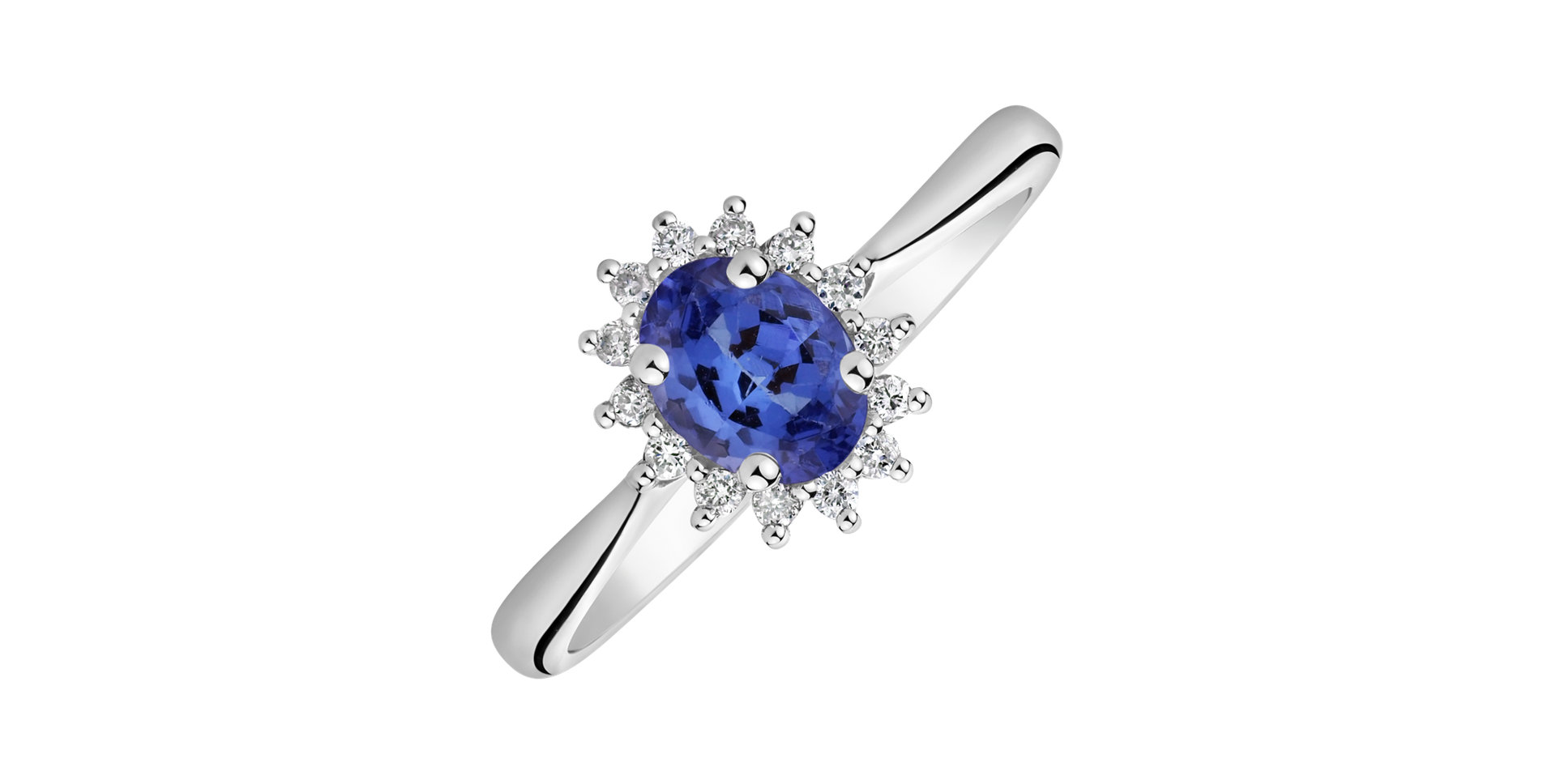 Prsten s diamanty a tanzanitem Princess