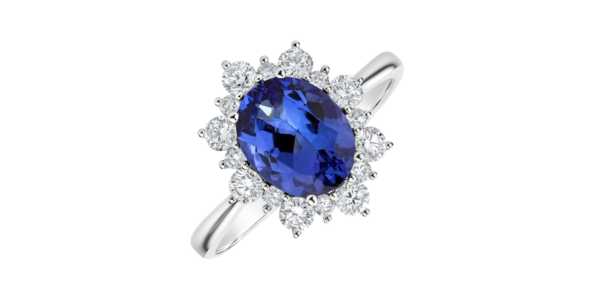 Prsten s diamanty a tanzanitem Princess