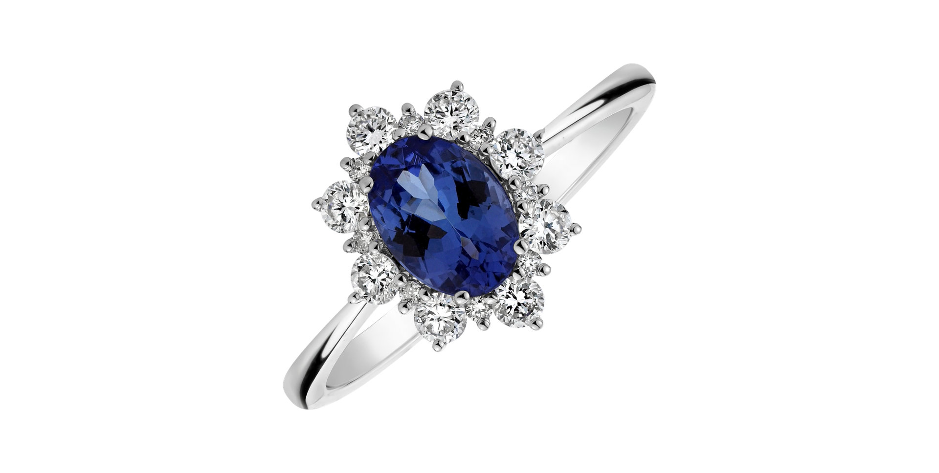 Prsten s diamanty a tanzanitem Princess
