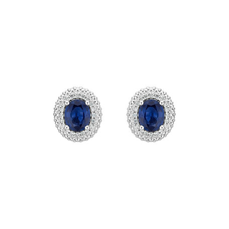 Náušnice s diamanty a safírem Royal Sapphire