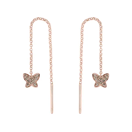 Náušnice s hnědými diamanty Amazing Butterfly