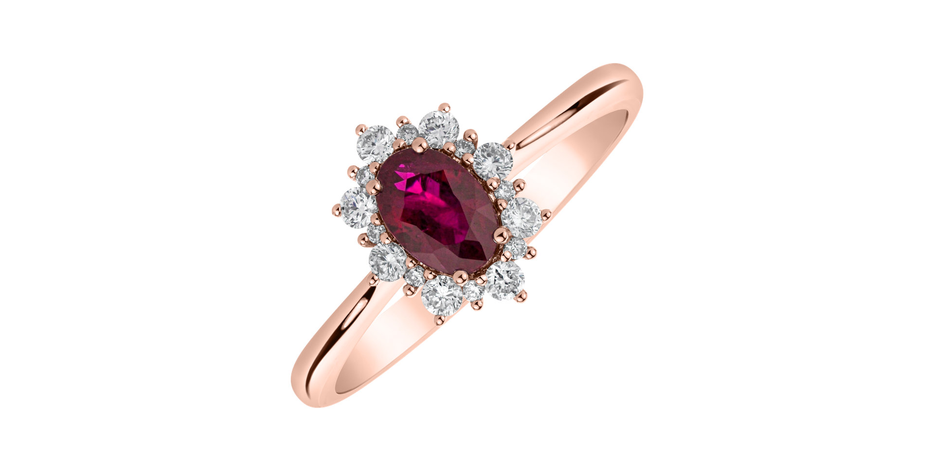 Prsten s diamanty a rubínem Princess