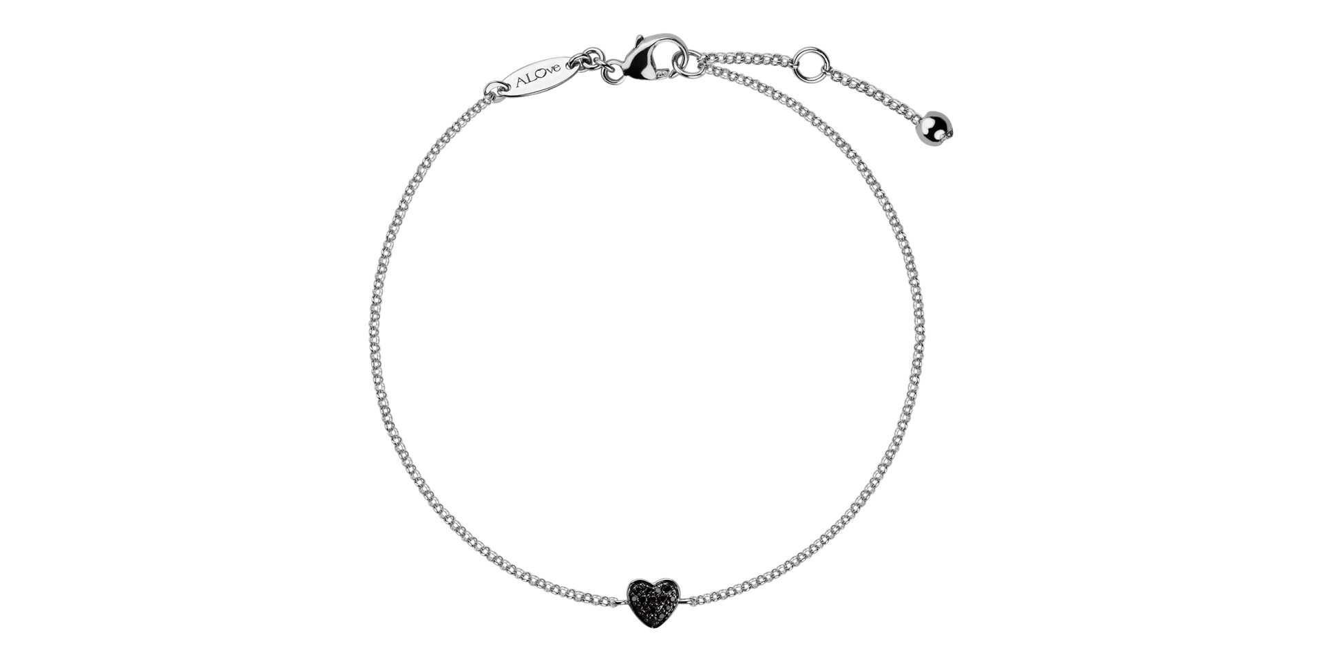 Náramek s černými diamanty Little Heart