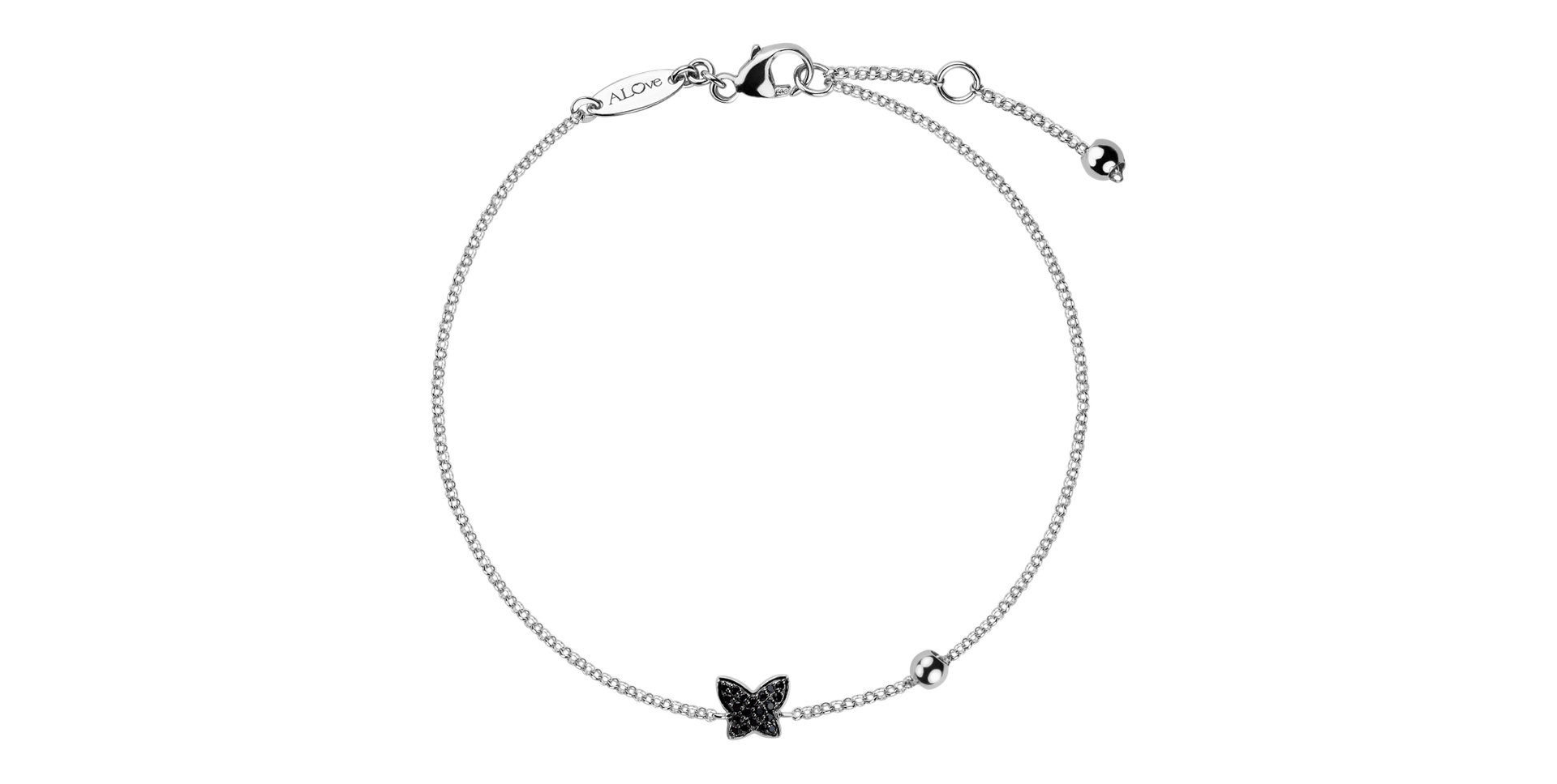 Náramek s černými diamanty My Butterfly