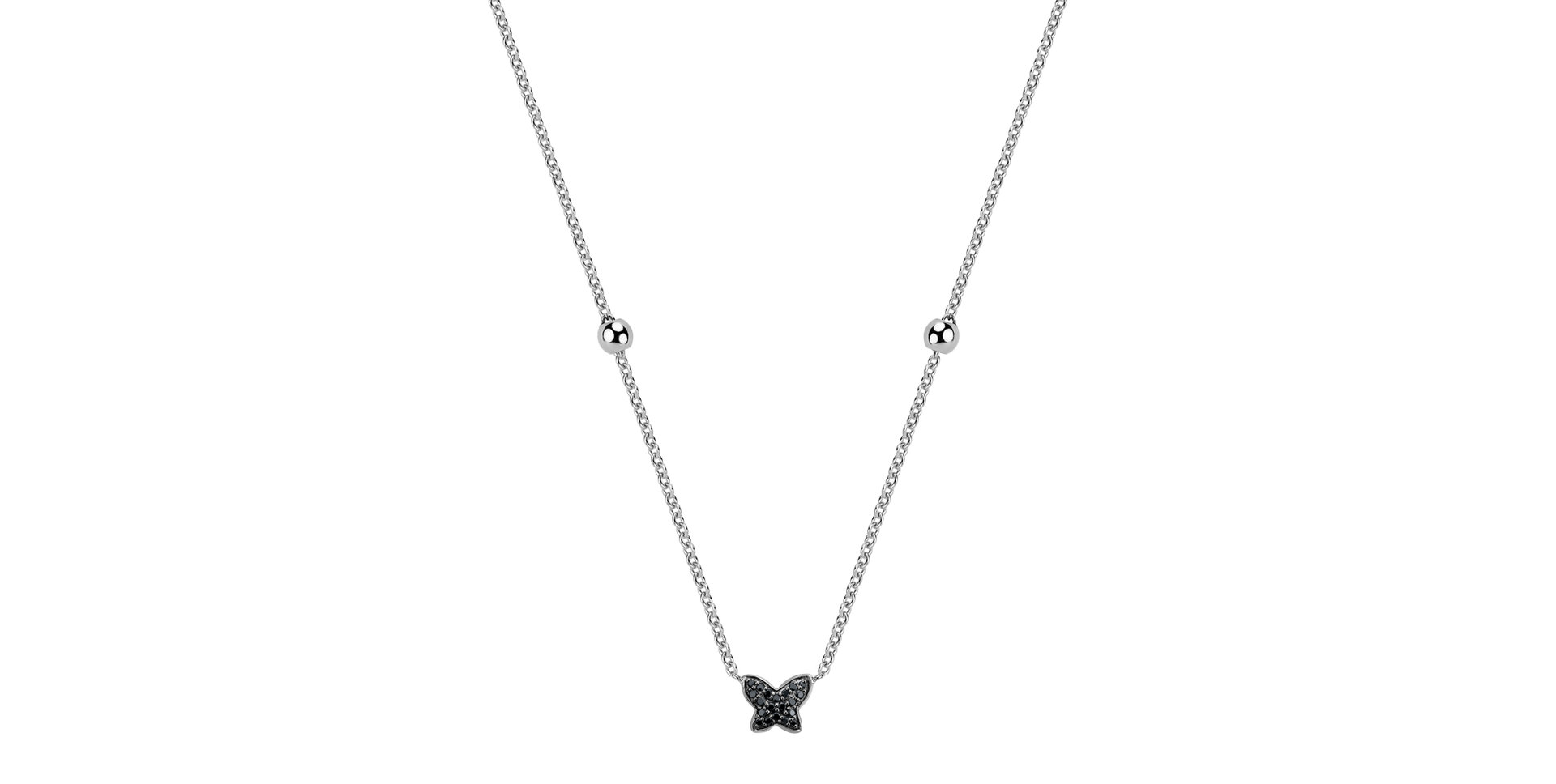 Náhrdelník s černými a bílými diamanty Magic Butterfly