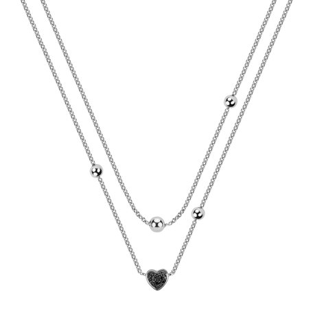 Náhrdelník s černými a bílými diamanty Tender Heart