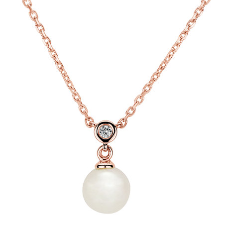 Náhrdelník s diamantem a sladkovodní bílou perlou Historic Pearl