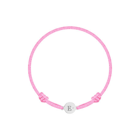 Dětský diamantový náramek se šňůrkou Circle Letter E