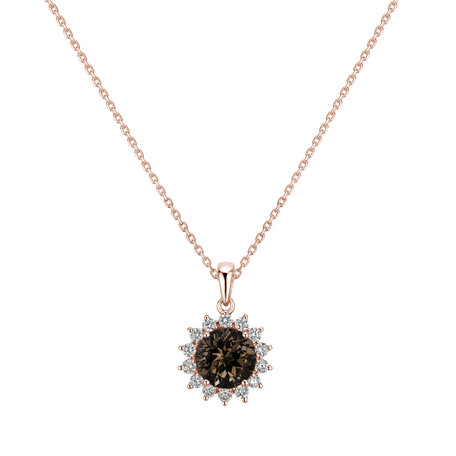 Přívěsek s diamanty a smoky quartzem Lilac Flower
