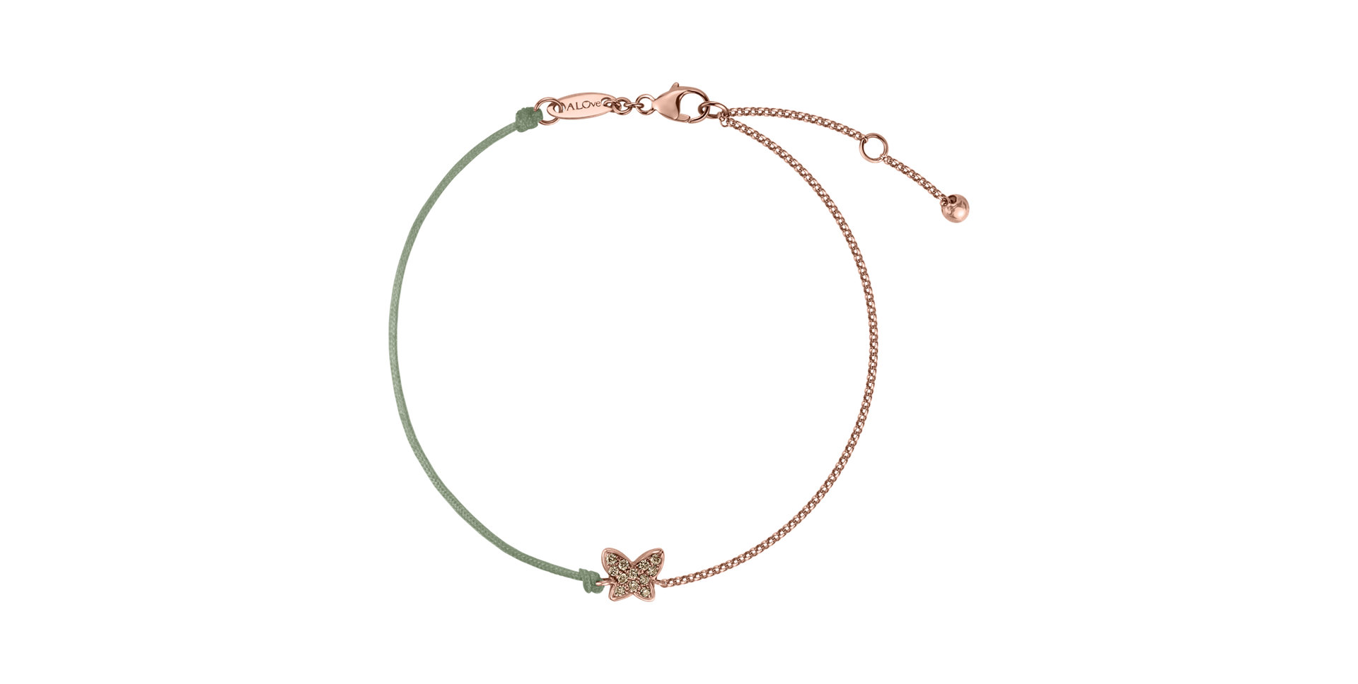 Náramek se šňůrkou a hnědými diamanty Butterfly Secret