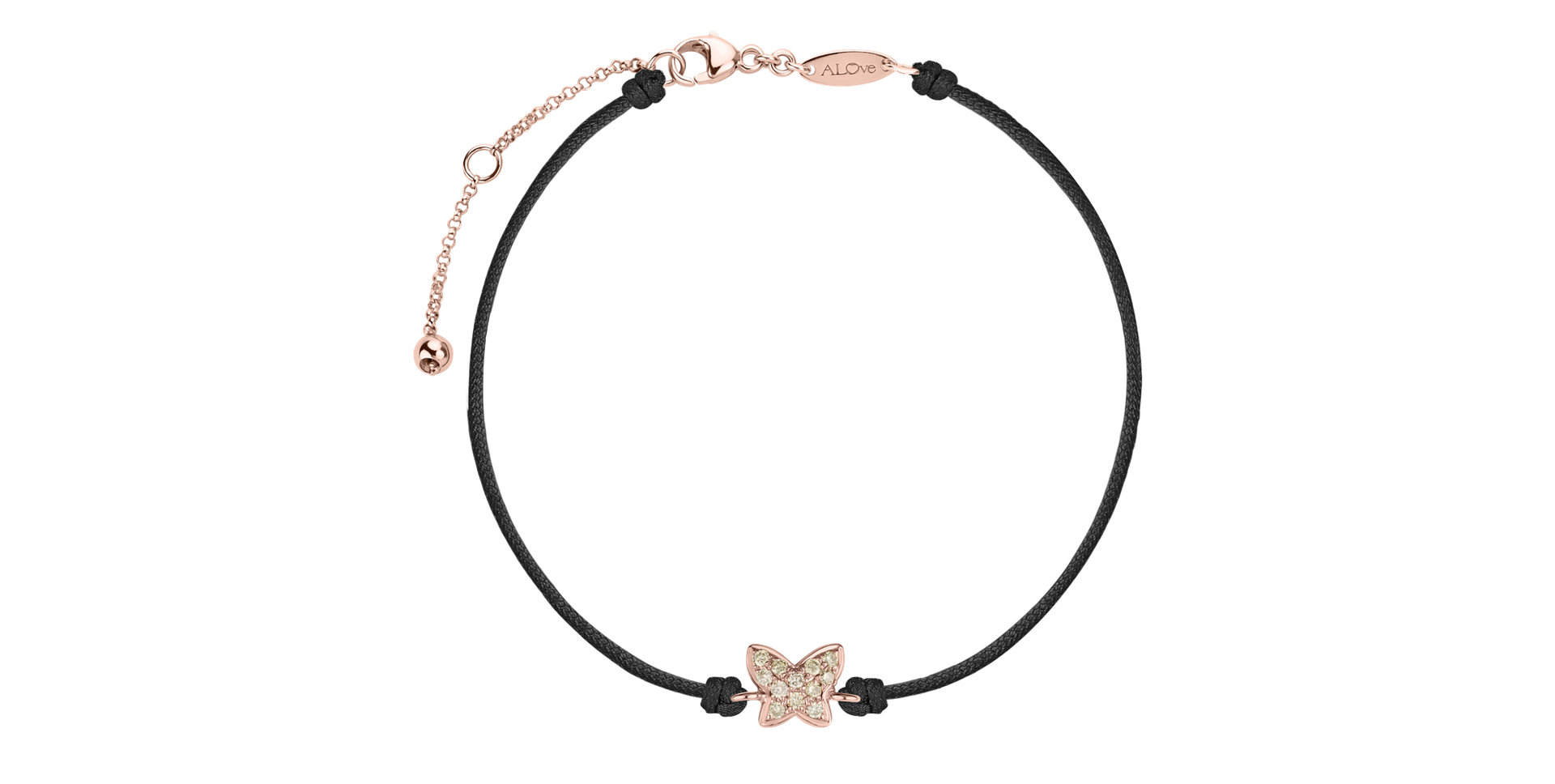 Náramek se šňůrkou a hnědými diamanty Magic Butterfly