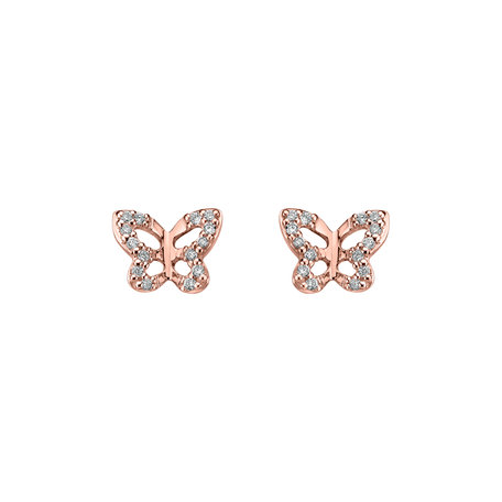 Náušnice s diamanty Cute Butterfly