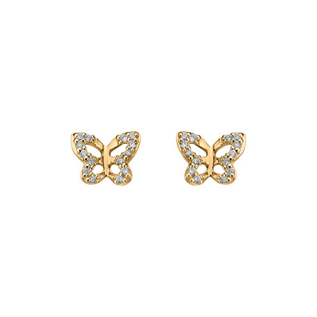 Náušnice s diamanty Cute Butterfly