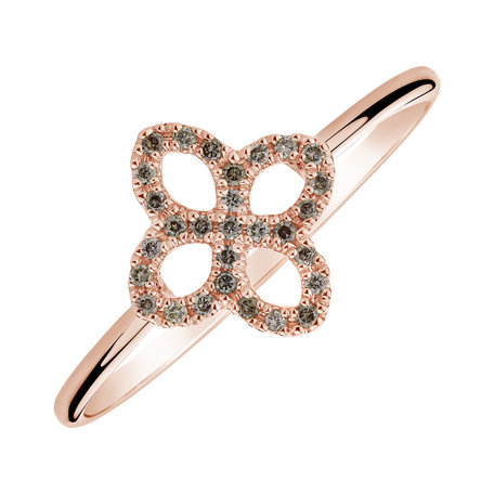 Prsten s hnědými diamanty Glamorous Petals
