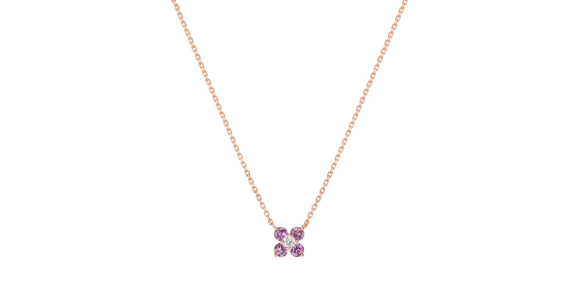 Náhrdelník s diamantem a růžovými safíry Sapphire Glamour