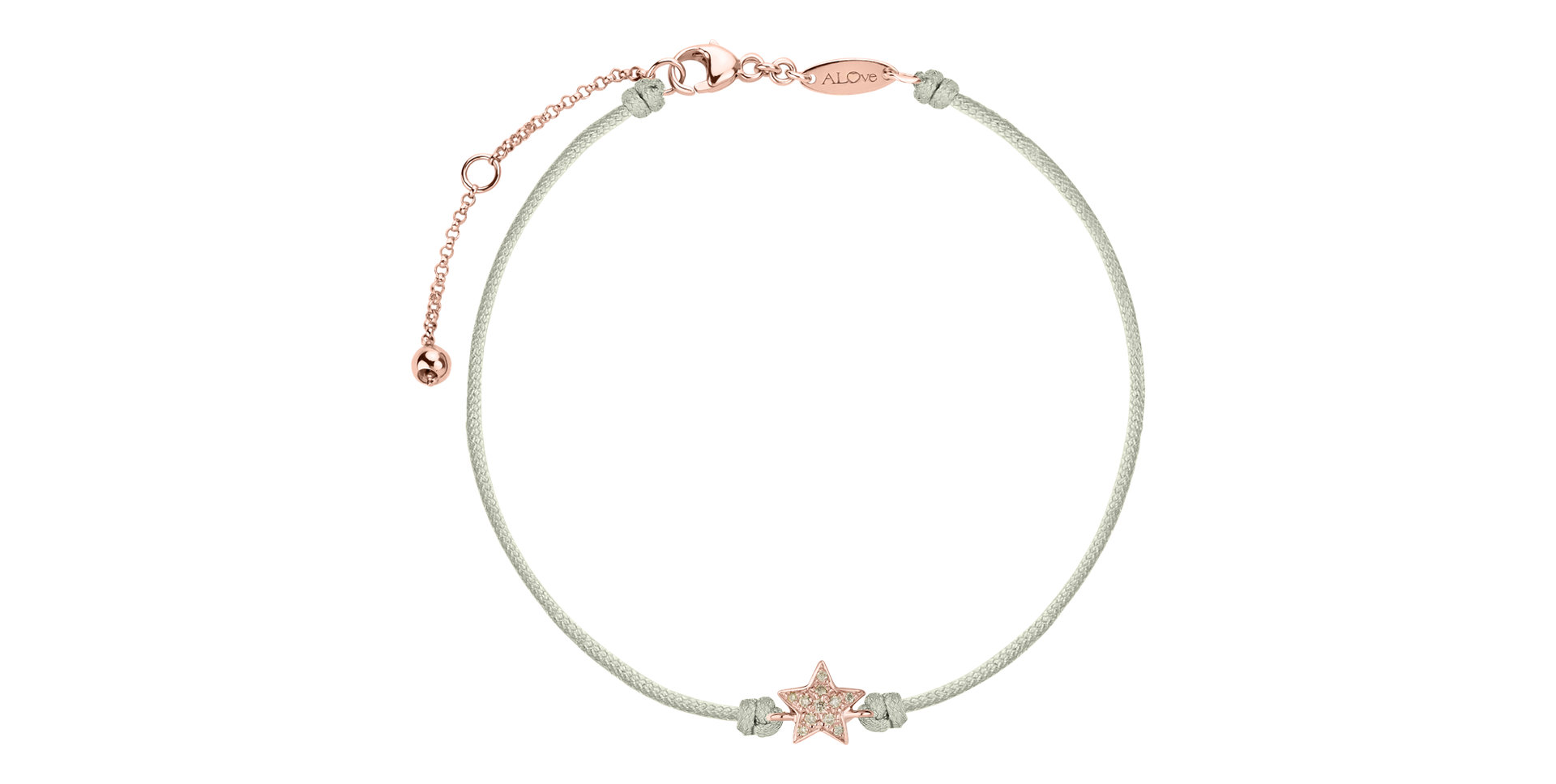 Náramek se šňůrkou a hnědými diamanty Star Message