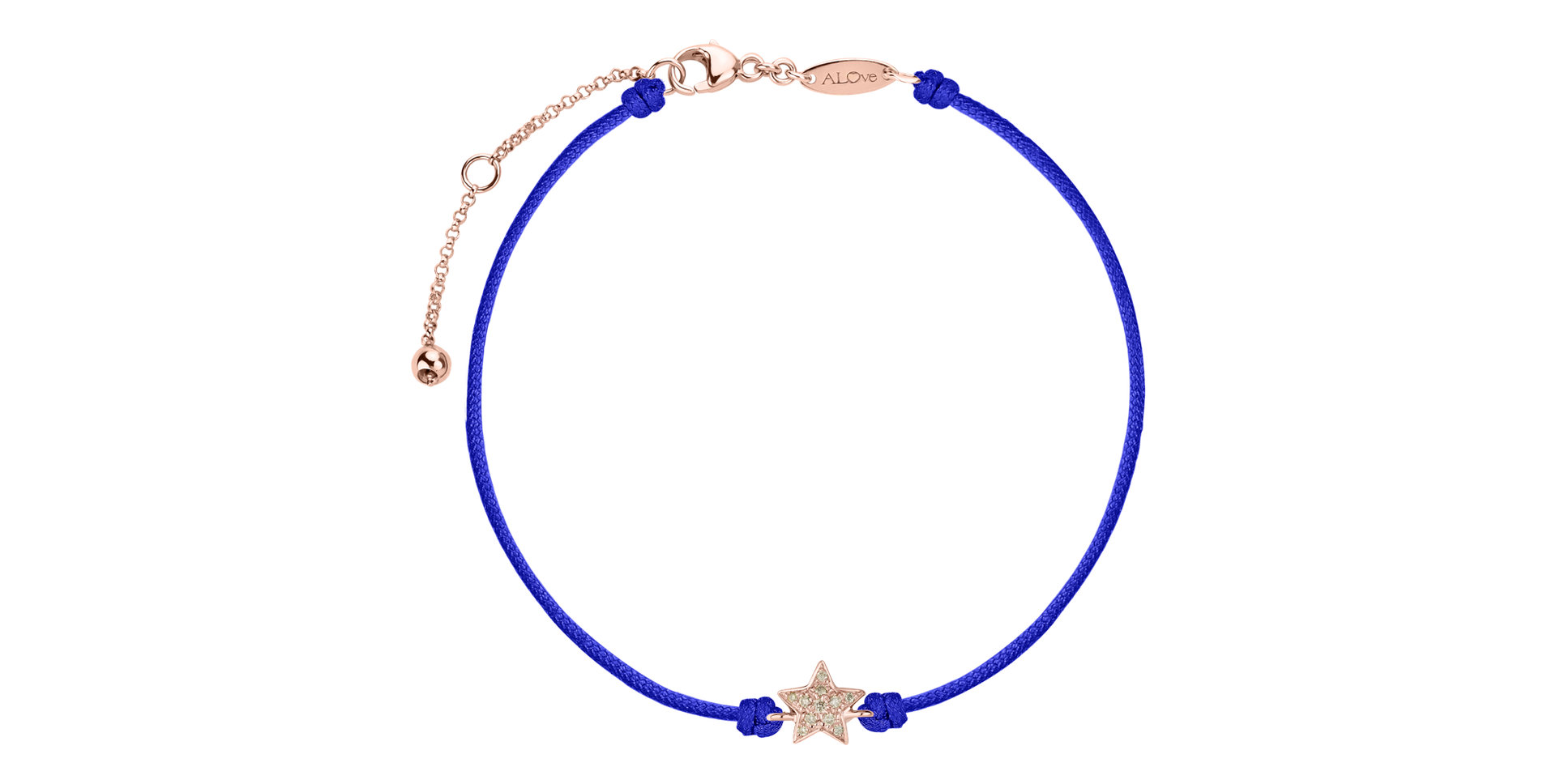 Náramek se šňůrkou a hnědými diamanty Star Message