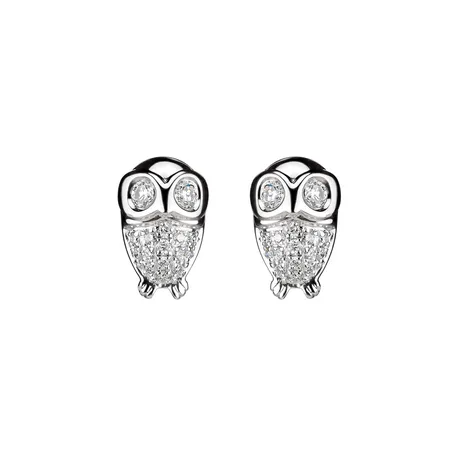Náušnice s diamanty Bright Owl