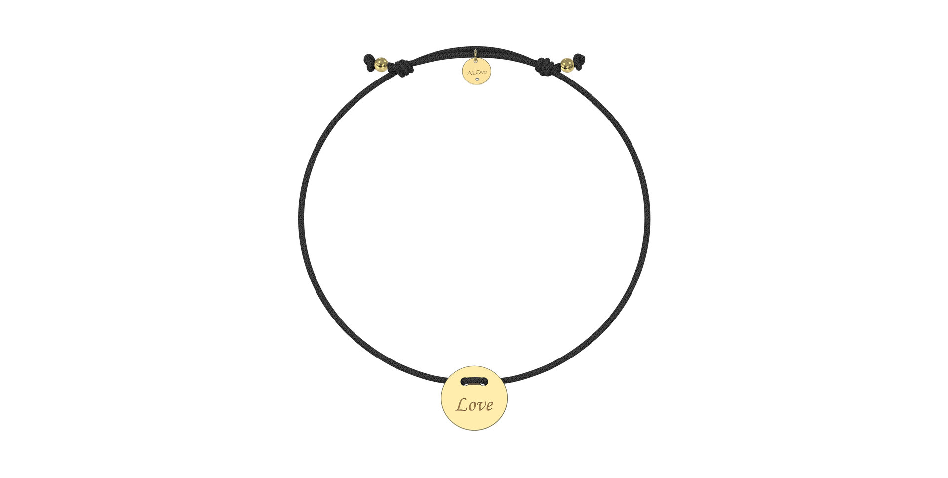 Diamantový náramek se šňůrkou Love