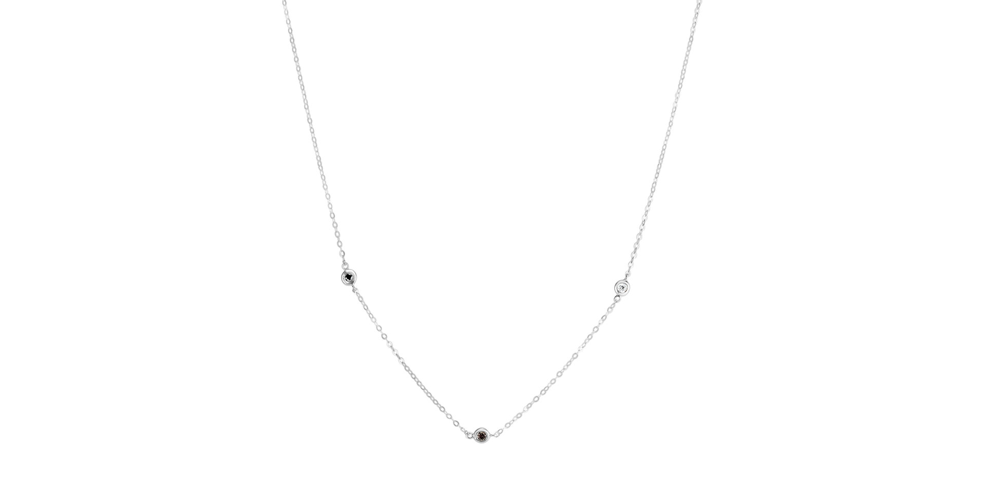 Náhrdelník s černými, hnědými a bílými diamanty Dots