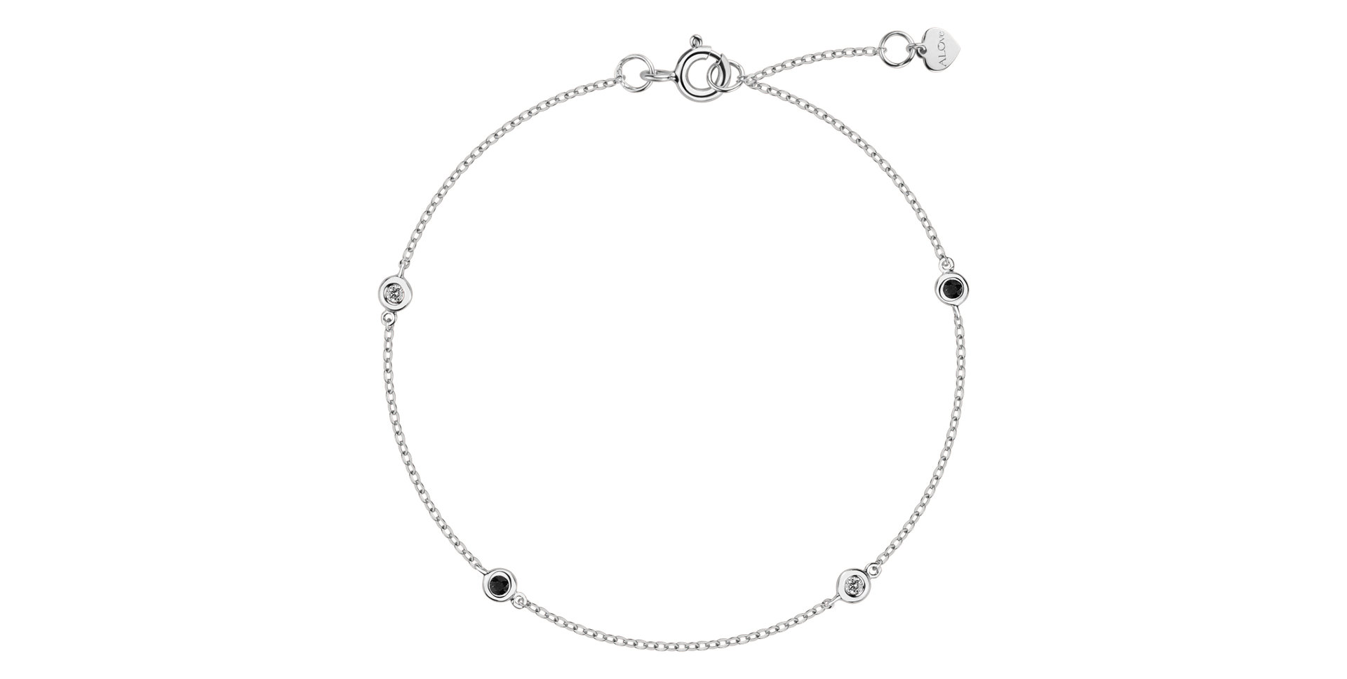 Náramek s černými a hnědými diamanty Dots