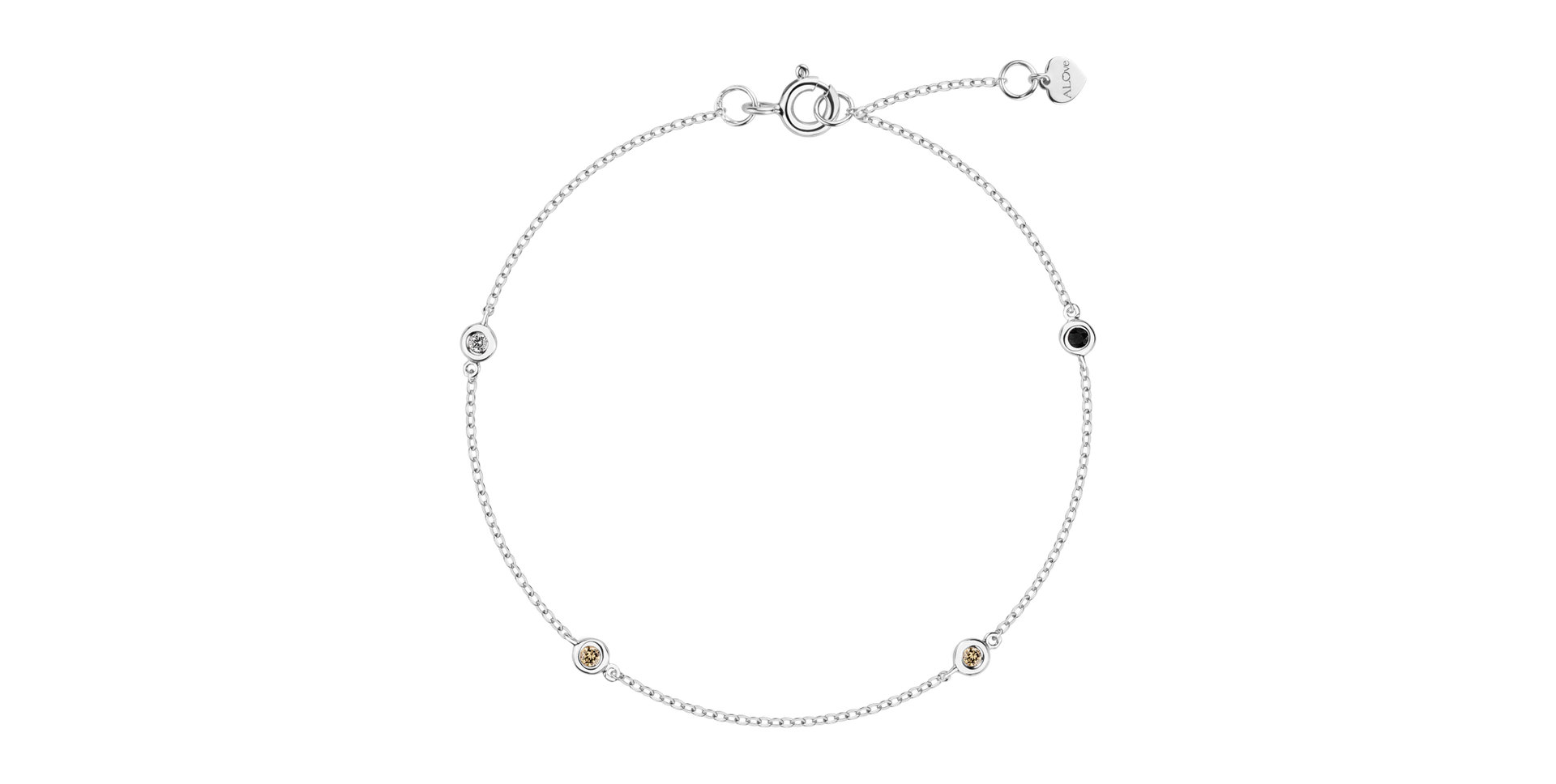 Náramek s černými a hnědými diamanty Dots