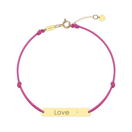 Diamantový náramek se šňůrkou Love