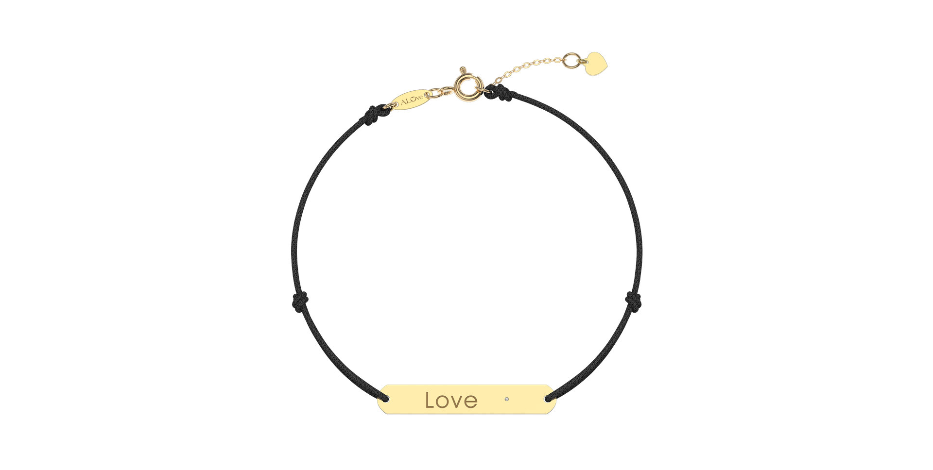 Diamantový náramek se šňůrkou Love