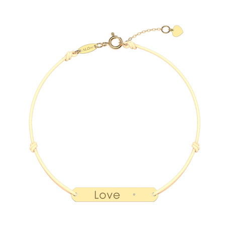 Diamantový náramek se šňůrkou Love