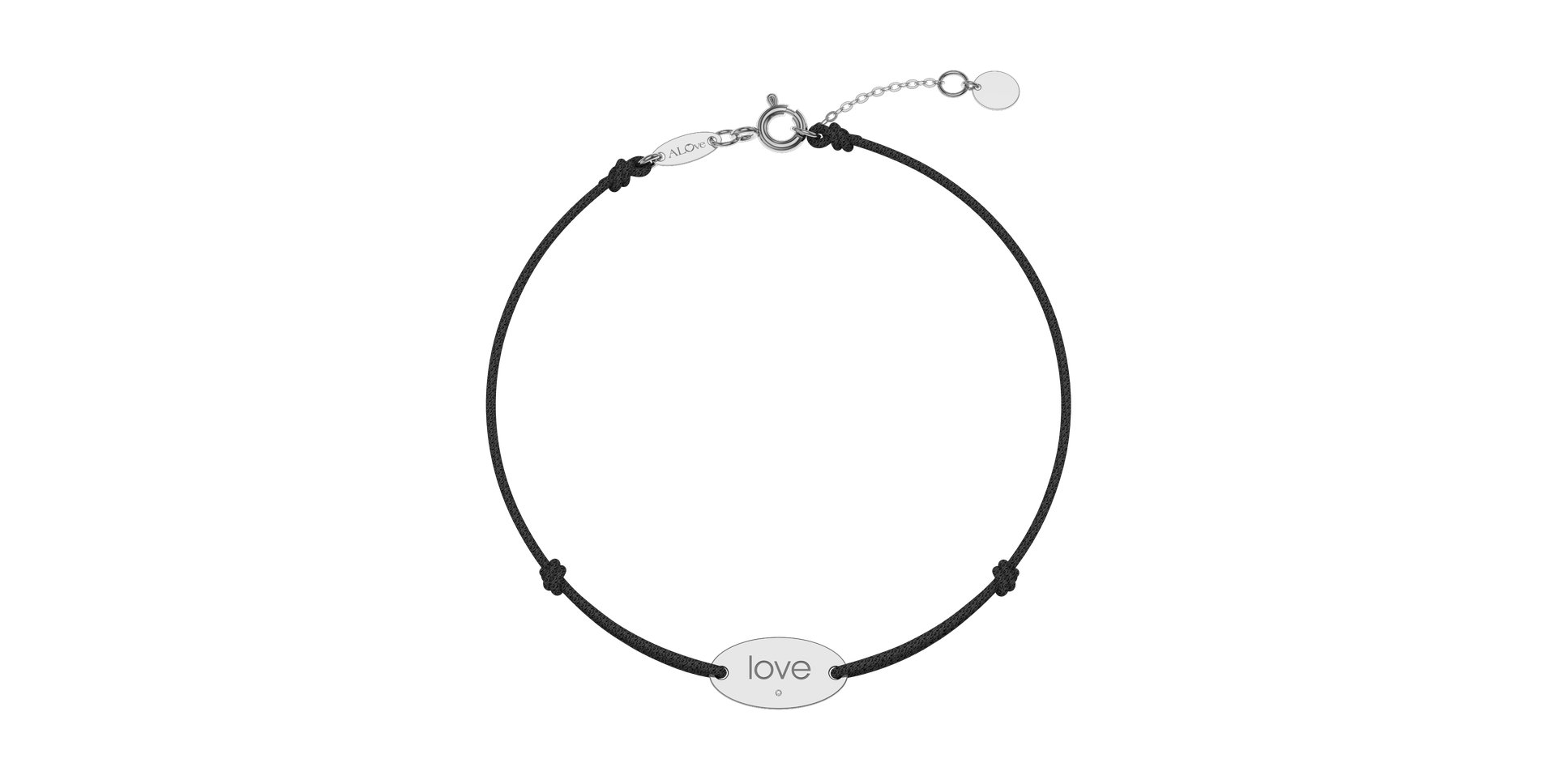 Diamantový náramek se šňůrkou Love