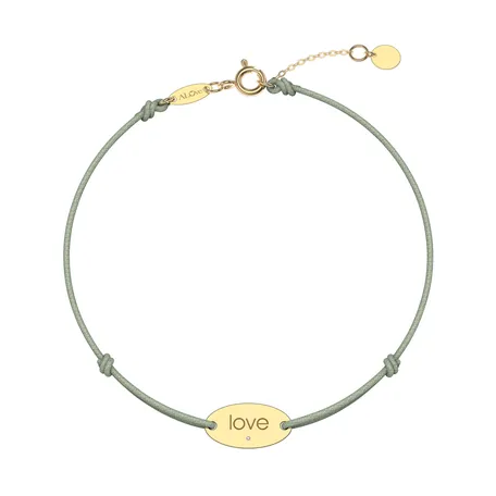 Diamantový náramek se šňůrkou Love