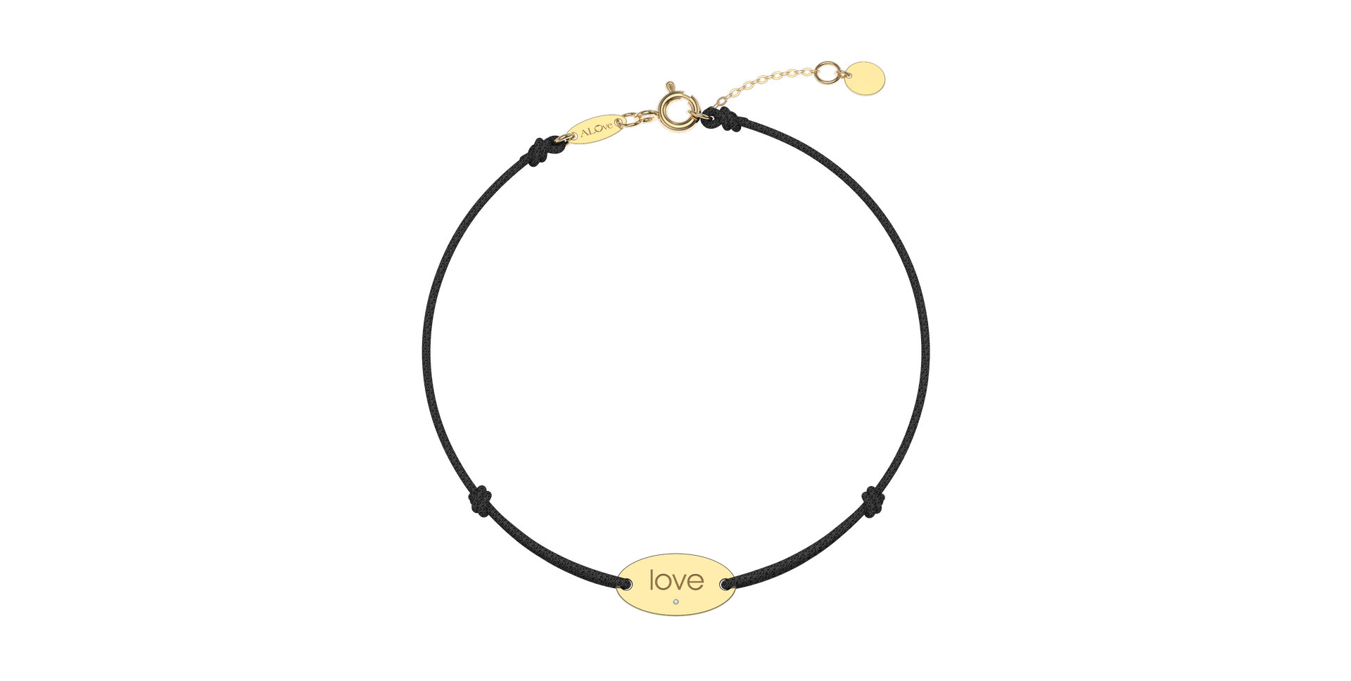 Diamantový náramek se šňůrkou Love