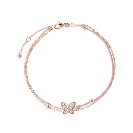 Diamantový náramek se šňůrkou Luxury Butterfly