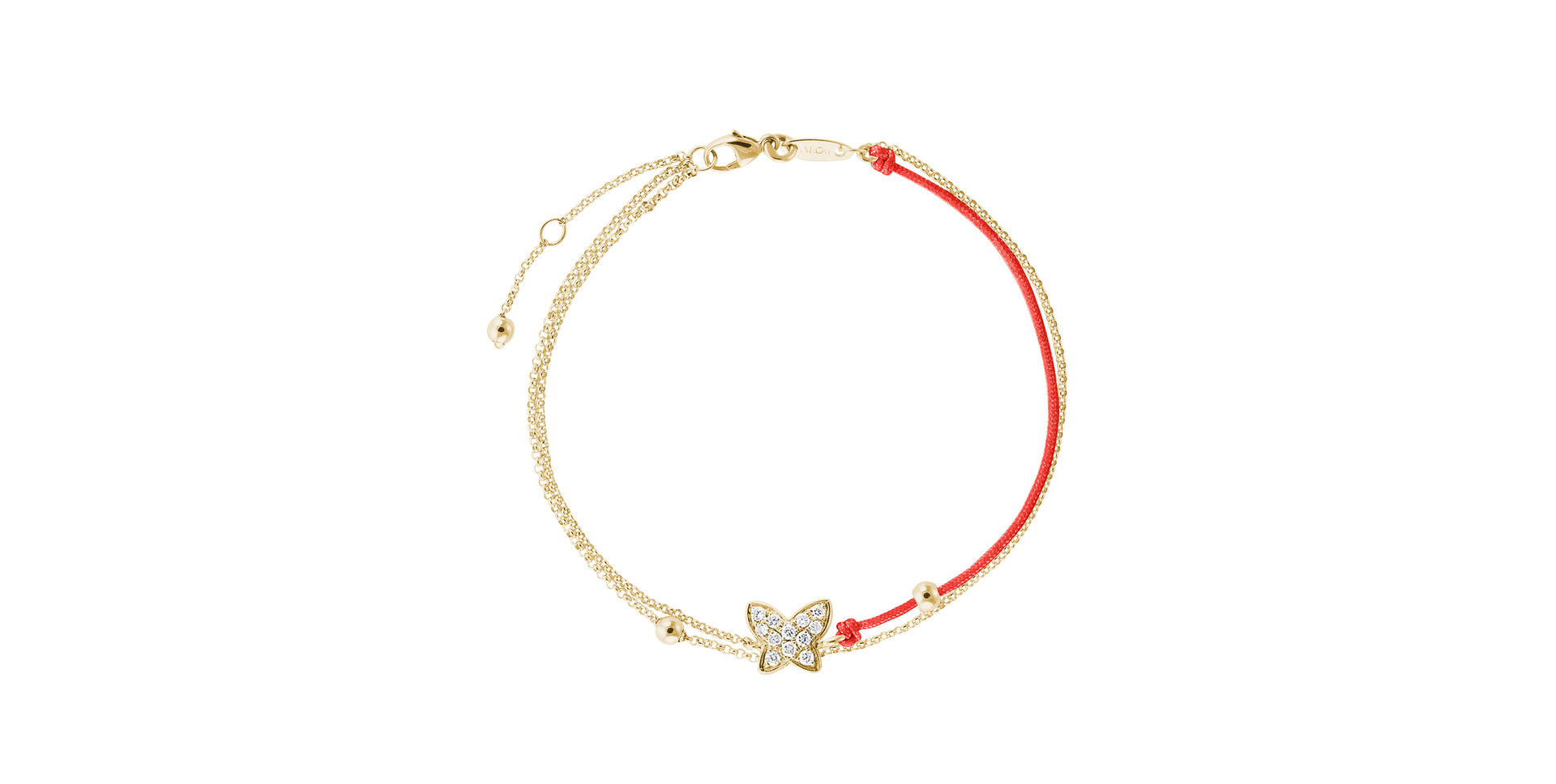 Diamantový náramek se šňůrkou Luxury Butterfly