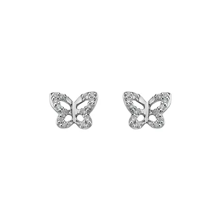 Náušnice s diamanty Cute Butterfly