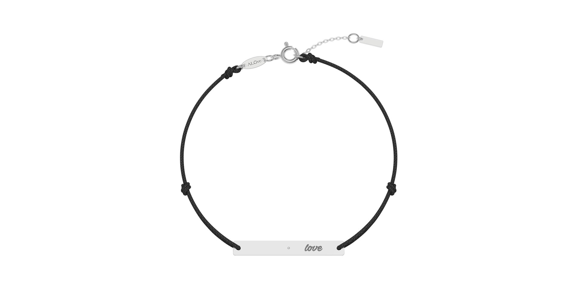 Diamantový náramek se šňůrkou Love