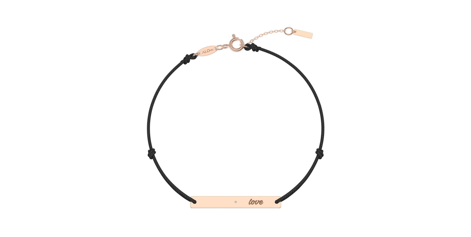 Diamantový náramek se šňůrkou Love