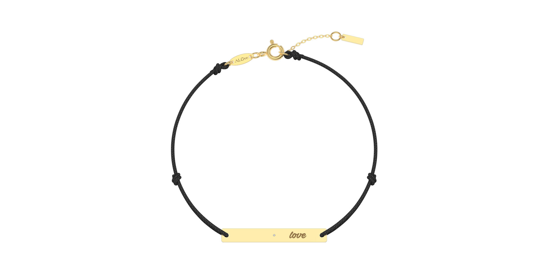 Diamantový náramek se šňůrkou Love